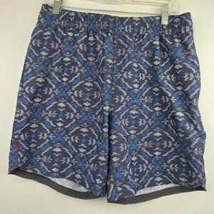 Rhone Athletic Shorts Mens Medium Blue Grey Geometric Print Running GDP-182
